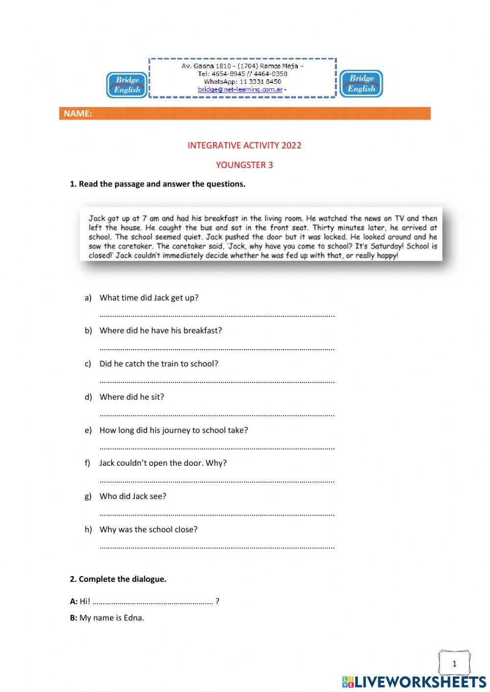 Y3-Integrative activity -2022