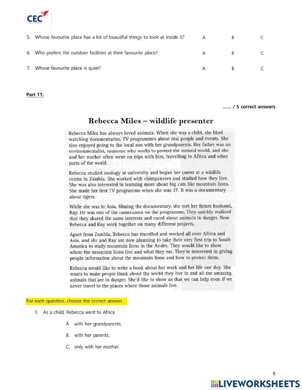 ES6.1 - TEST 1 - GRAMMAR - READING - LISTENING