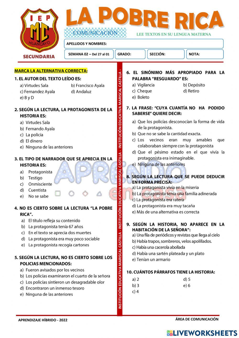 LECTURA LA POBRE RICA