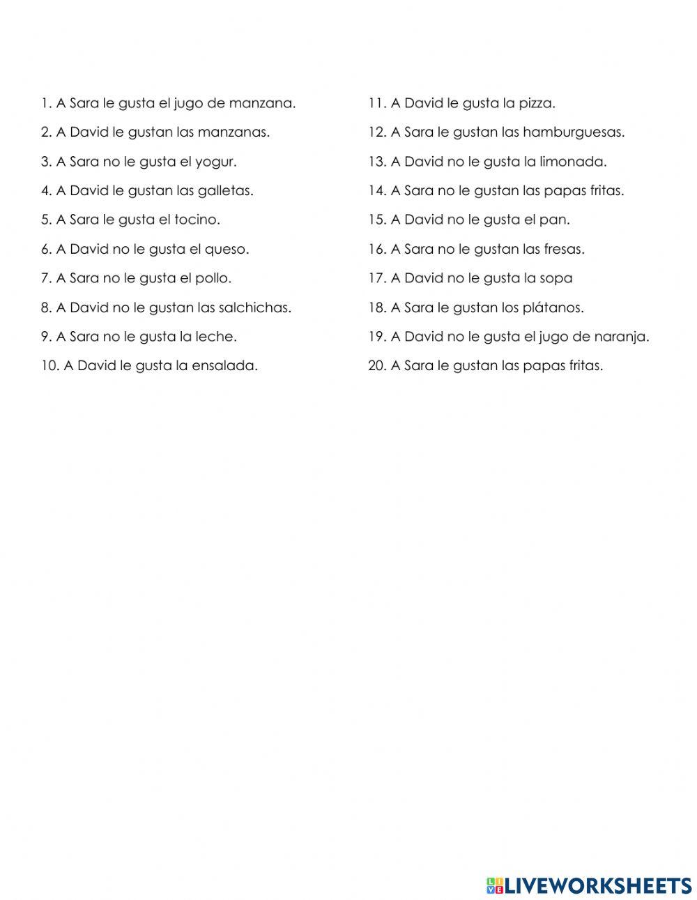 La comida - ¿Qué le gusta?