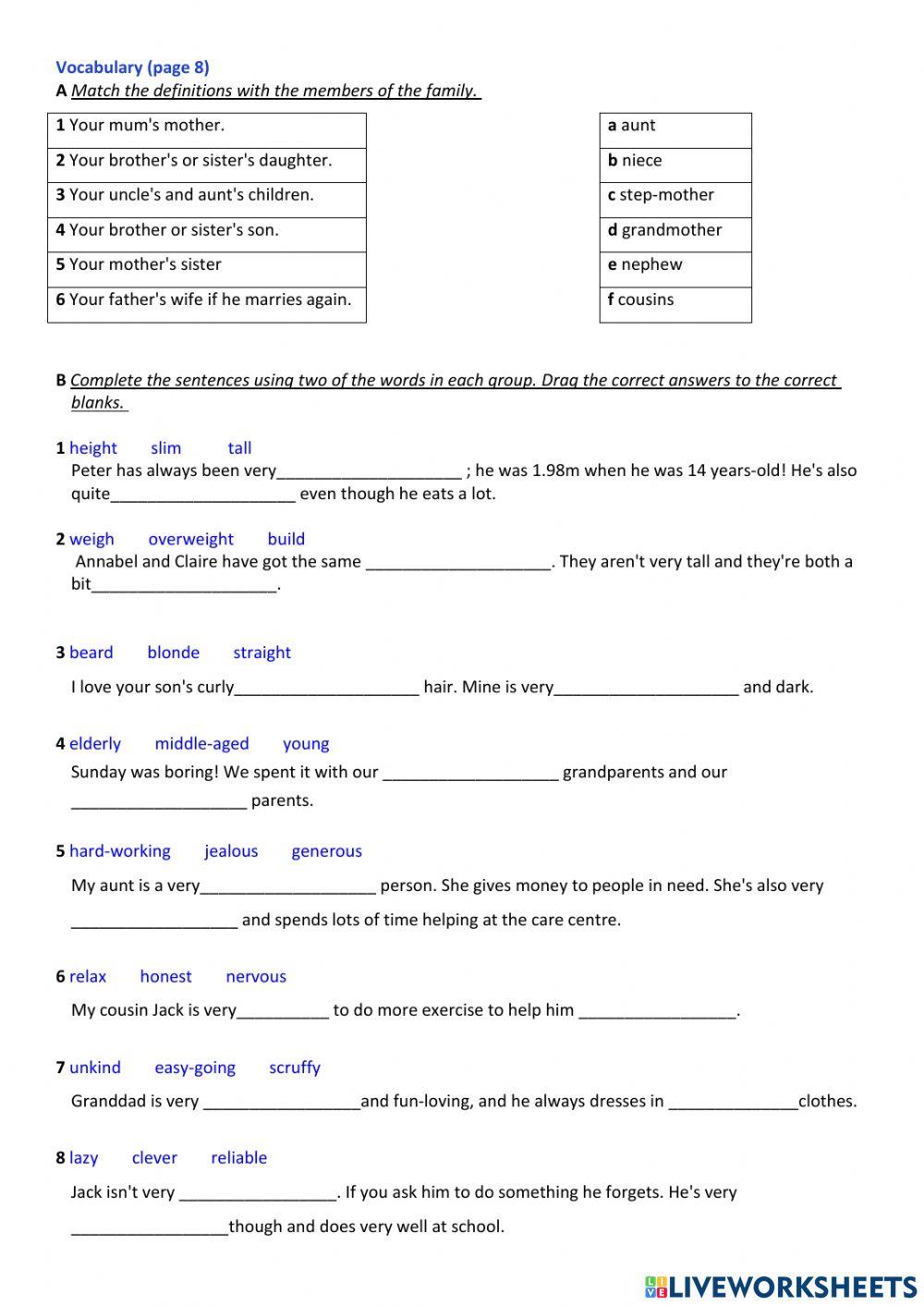 Form3 Close-up Unit 1 Vocabulary