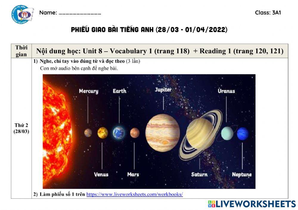 Vocab 1 + Reading 1 Unit 8