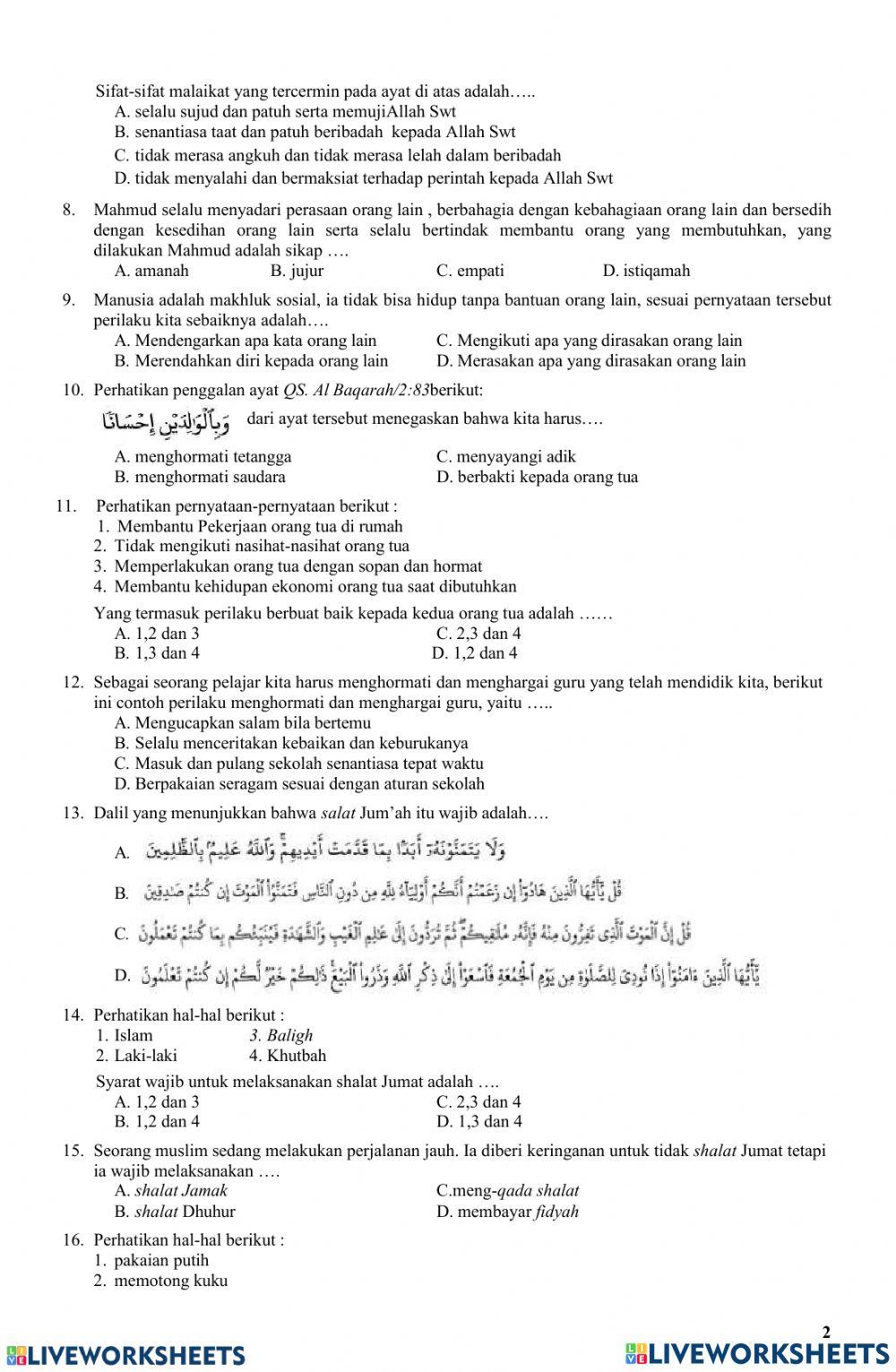 Pts pai kelas 7 smpn 2 waru genap
