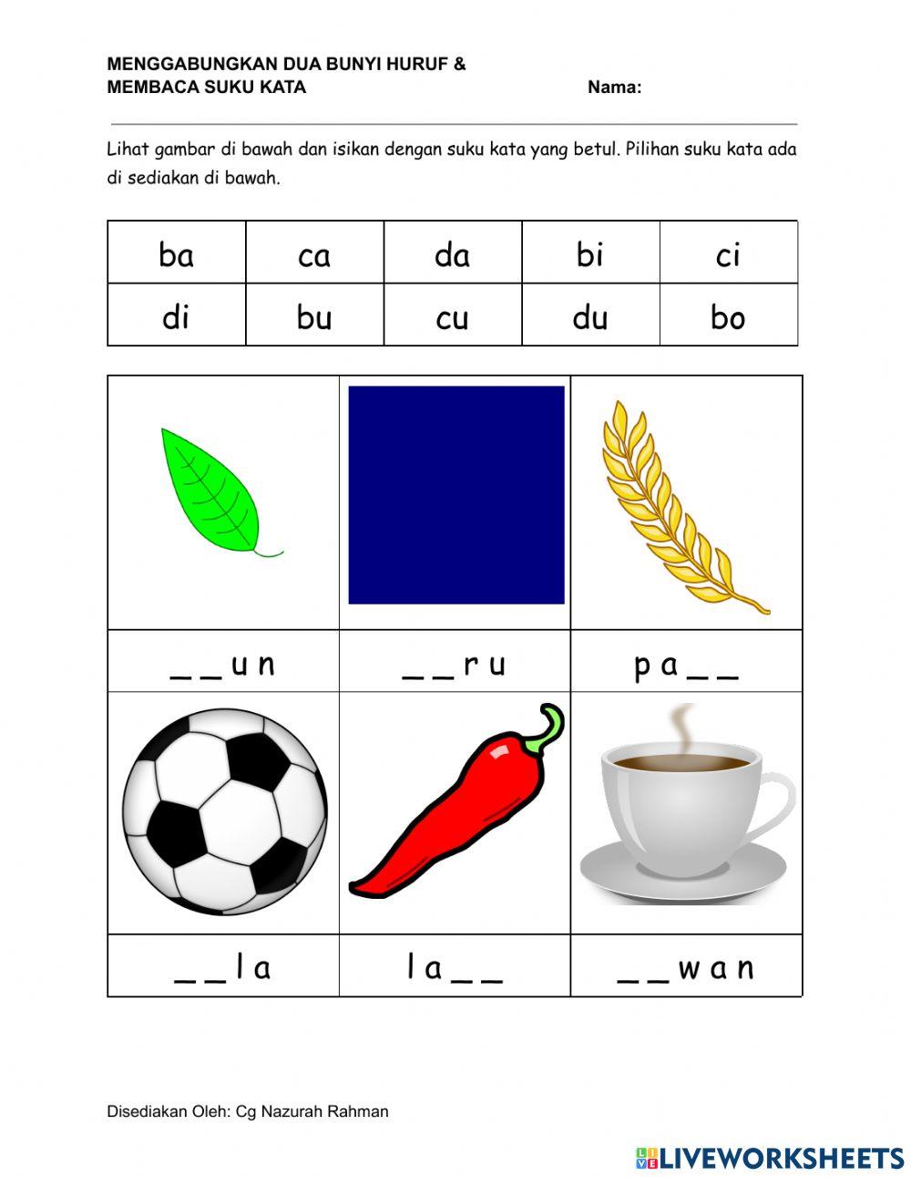 Gabungan Huruf & Suku Kata