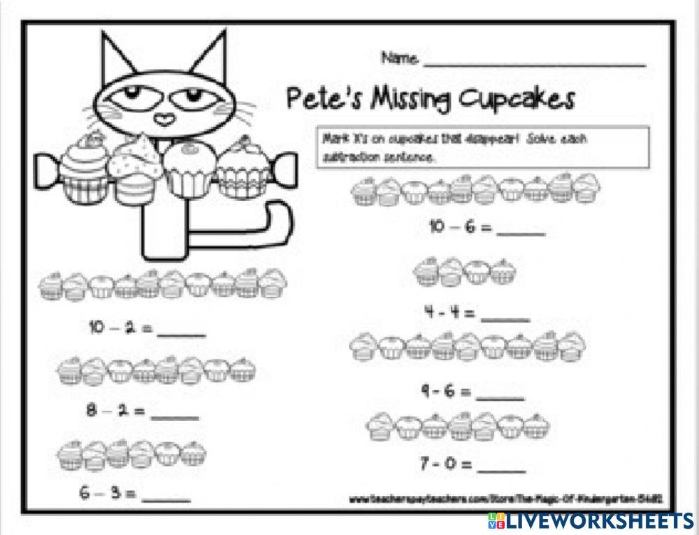Math Subtracting cupcakes