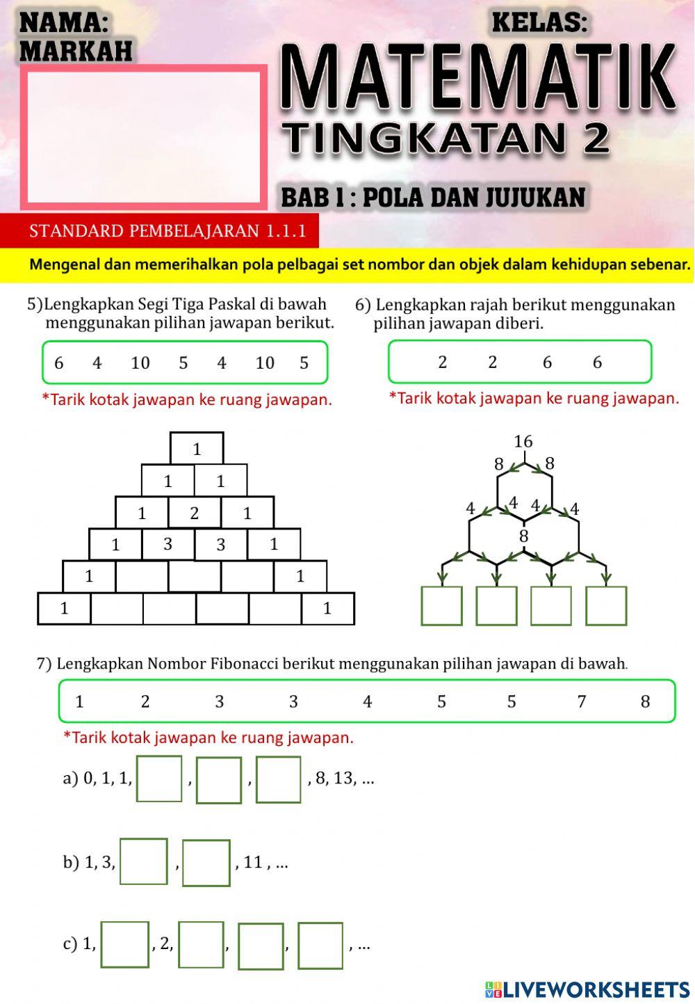 Matematik Tingkatan 2: Mengenal dan memerihalkan pola3