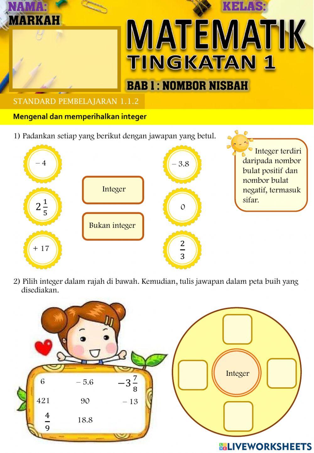 Matematik tingkatan 1: Mengenal integer Matematik tingkatan 1: Mengenal integer