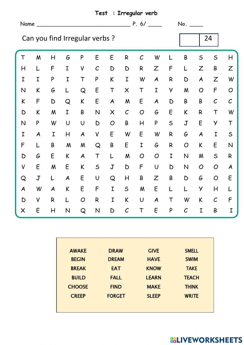 P.6 : ใบงาน Irregular verbs