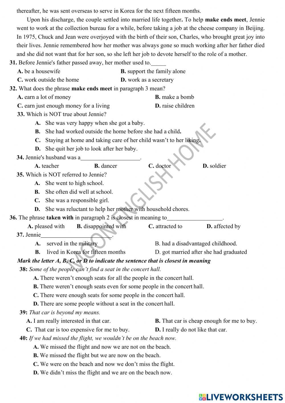 Grade 9 Sup- Test 10 (March Test)