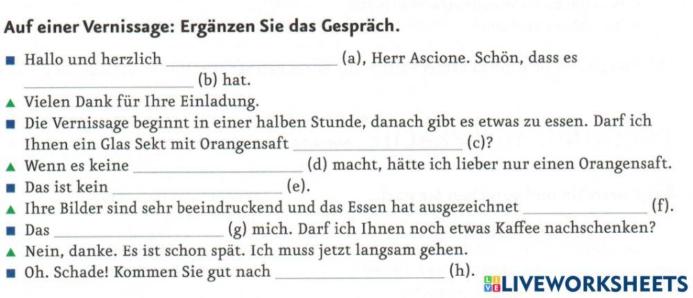 B 1.1. Lektion 6: auf einer Vernissage