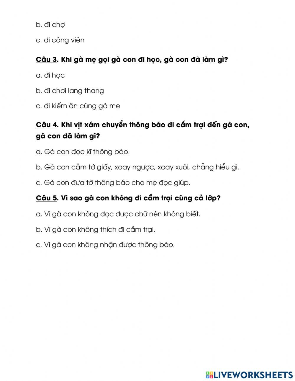 Bài tập bổ trợ môn Tiếng Việt - Tuần 34