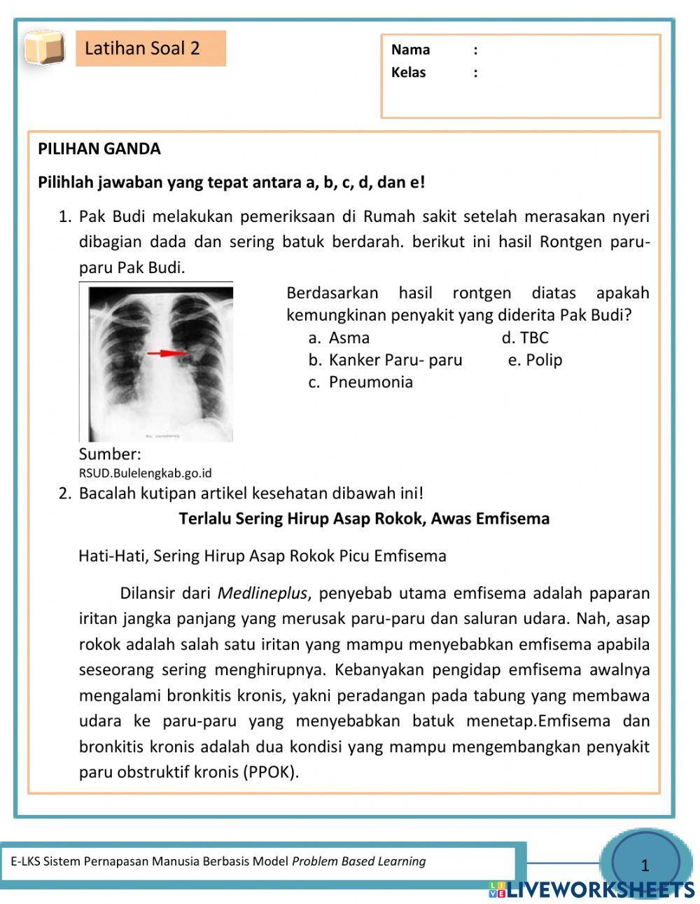 Latihan soal sistem pernapasan 2