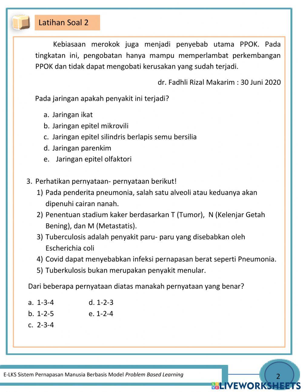 Latihan soal sistem pernapasan 2
