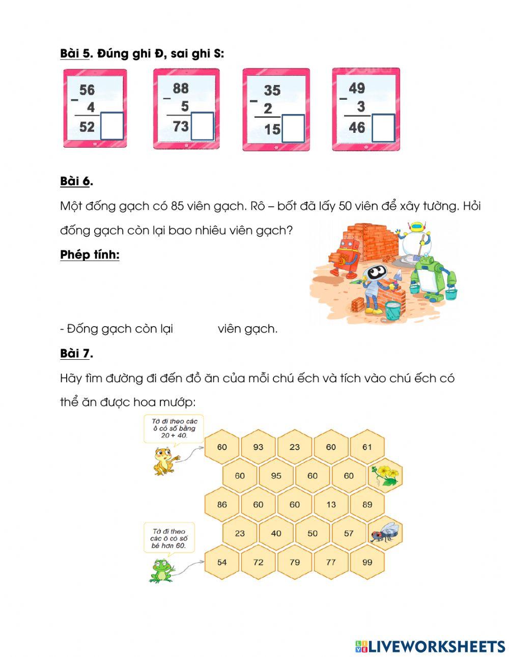 Bài tập cuối tuần 34 - Môn Toán