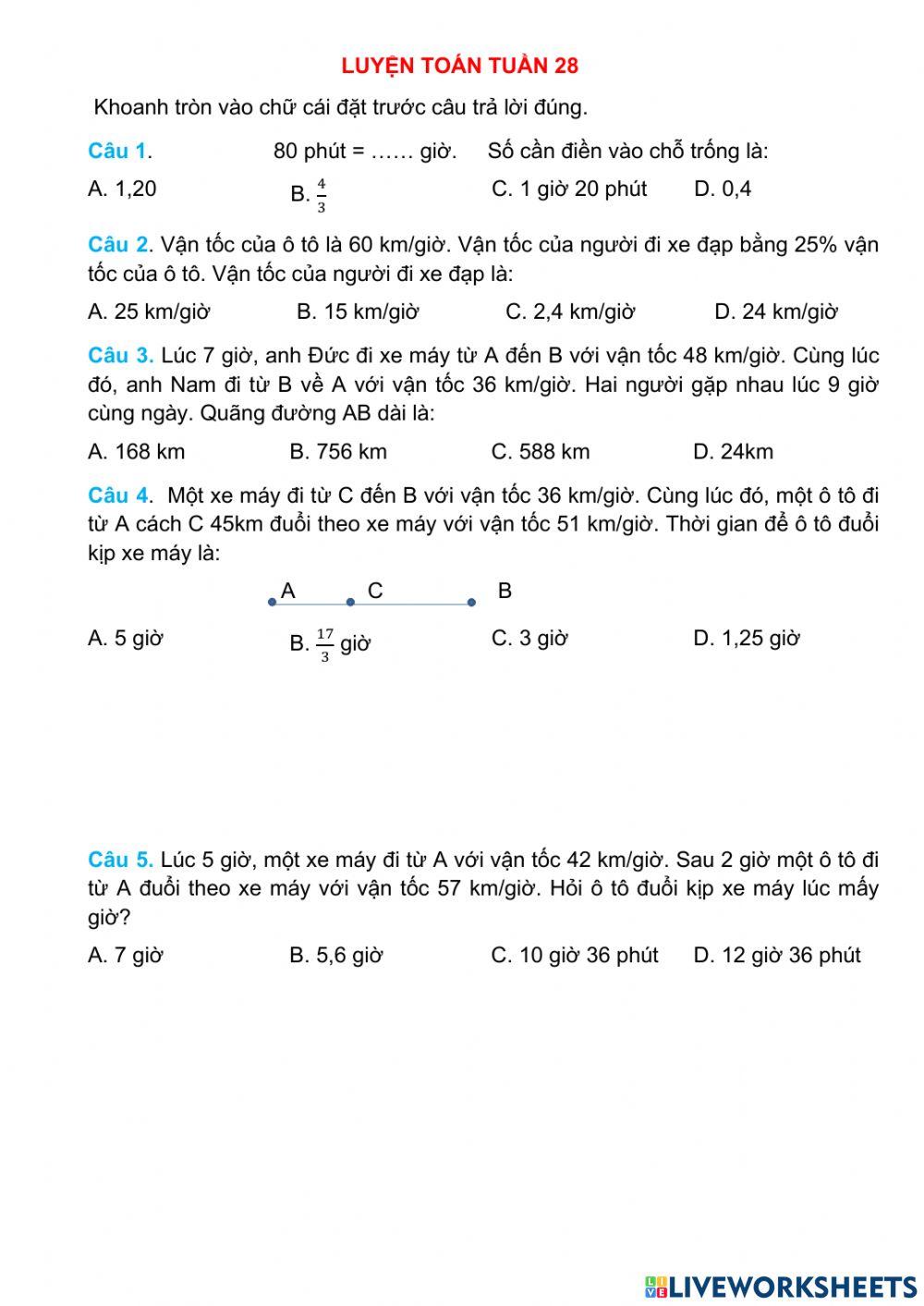 Luyện toan tuần 28