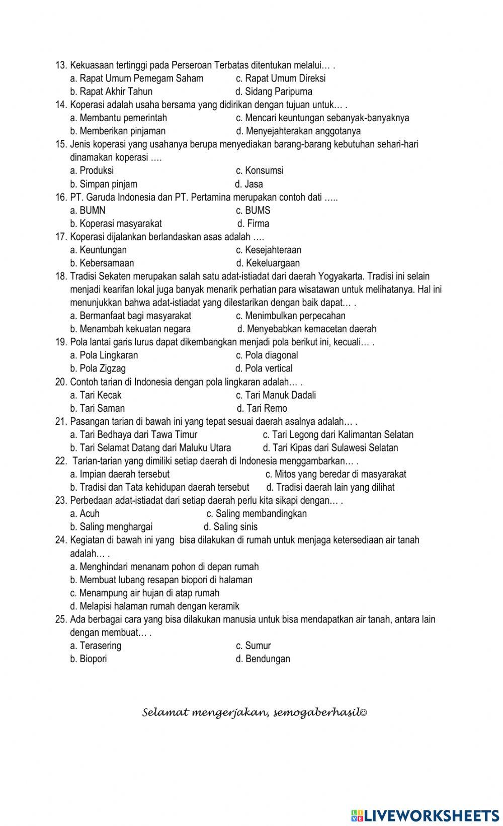 Latihan TEMA 8 SUB 2 KLS 5