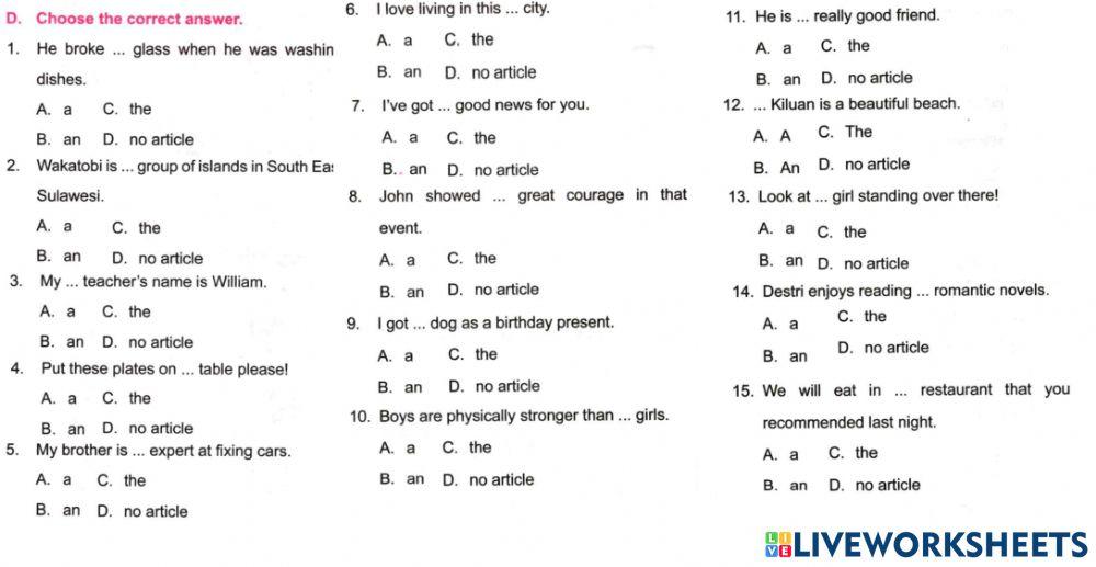 Sm sd 5 english articels a, an the 3