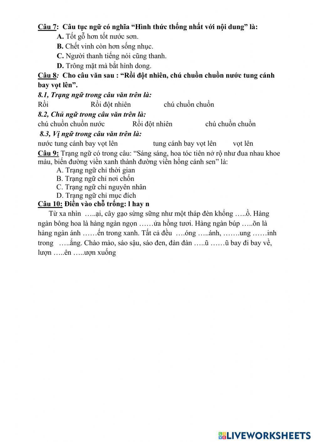 Ôn tập cuối năm