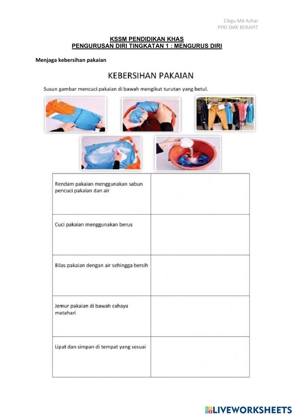 Menjaga kebersihan pakaian