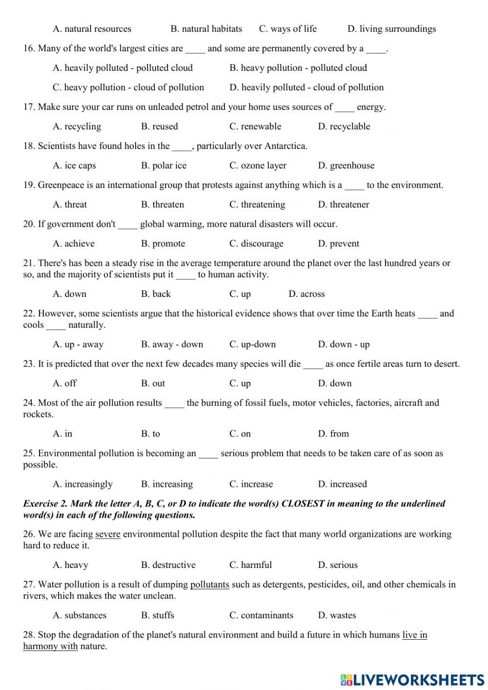Unit 9: Preserving the environment