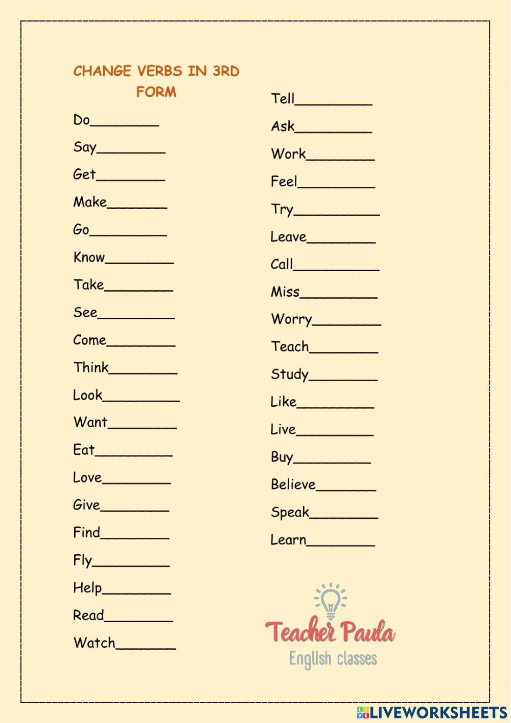 Verbs 3rd form 2809569 | Paularodriguesx | Live