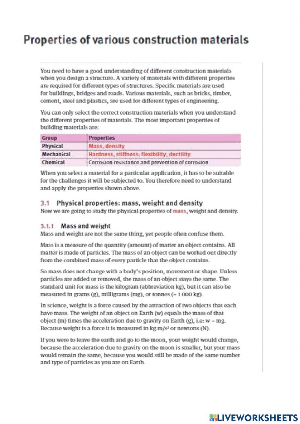 Properties of construction Materials
