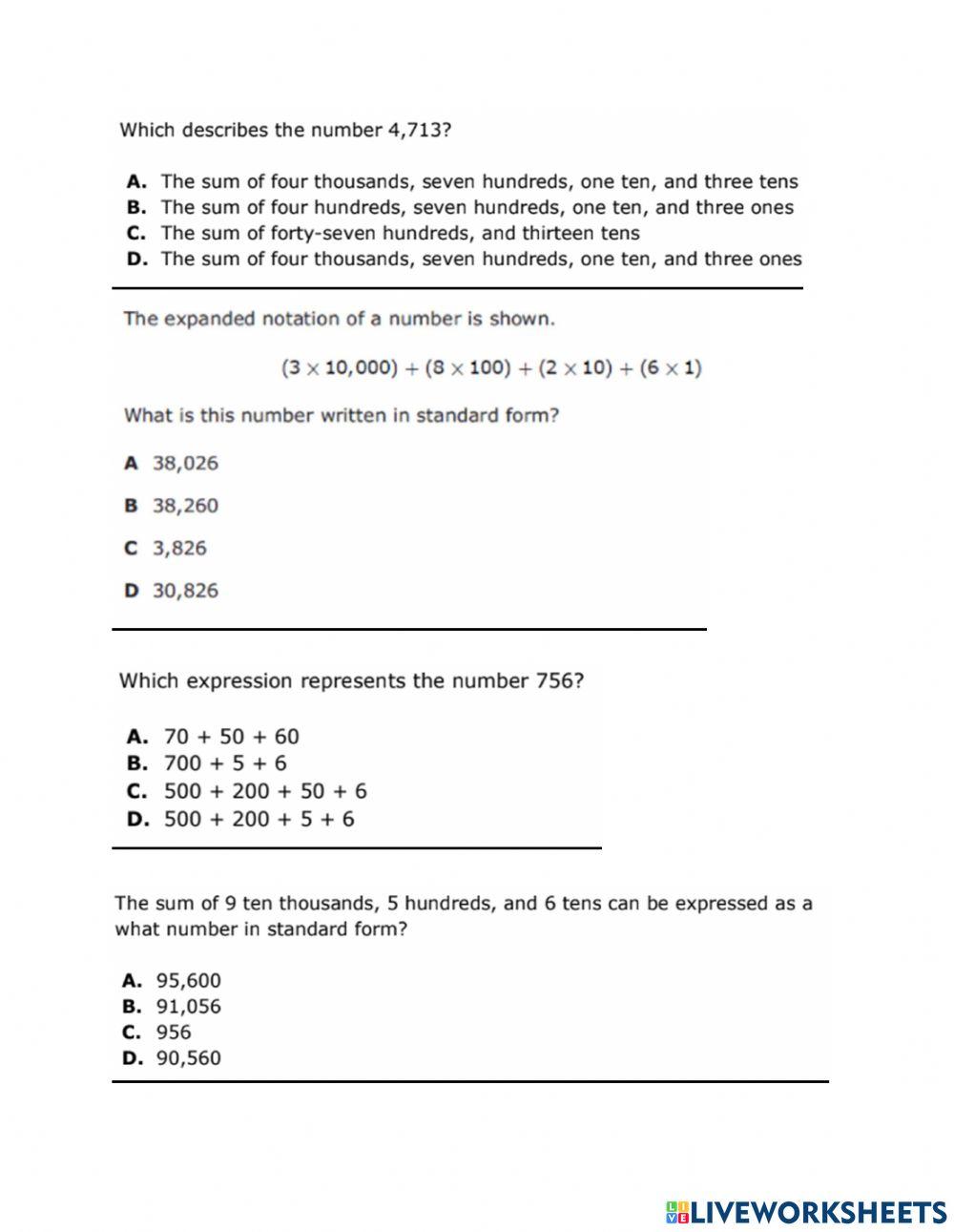 Numbers Up to 100 000