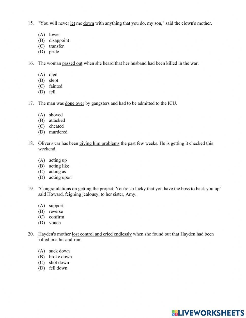 Phrasal Verbs Exercise