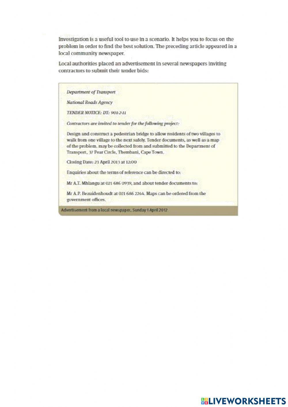 Scenairo - Unbridgeable - draw a Pedestrian  Bridge