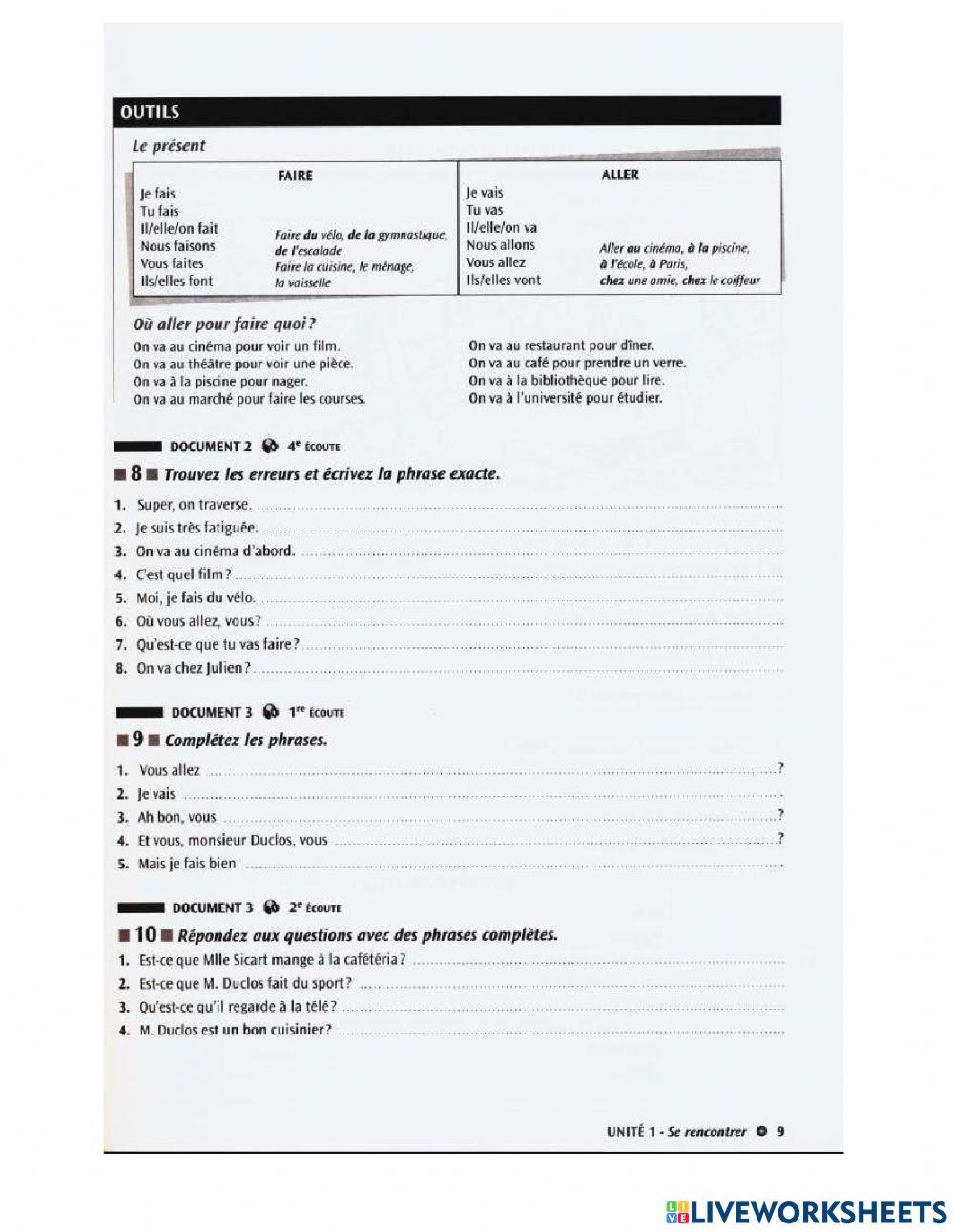 Comprehension Orale 1 - Unité 1 - Lecon 1