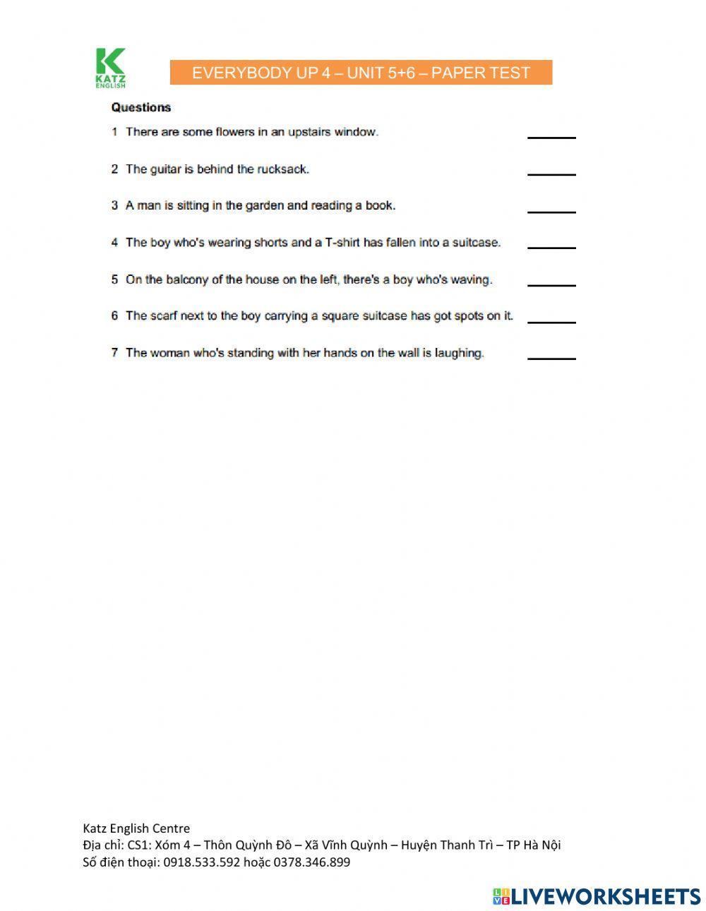 Everybody Up 4 Test Unit 5 + 6