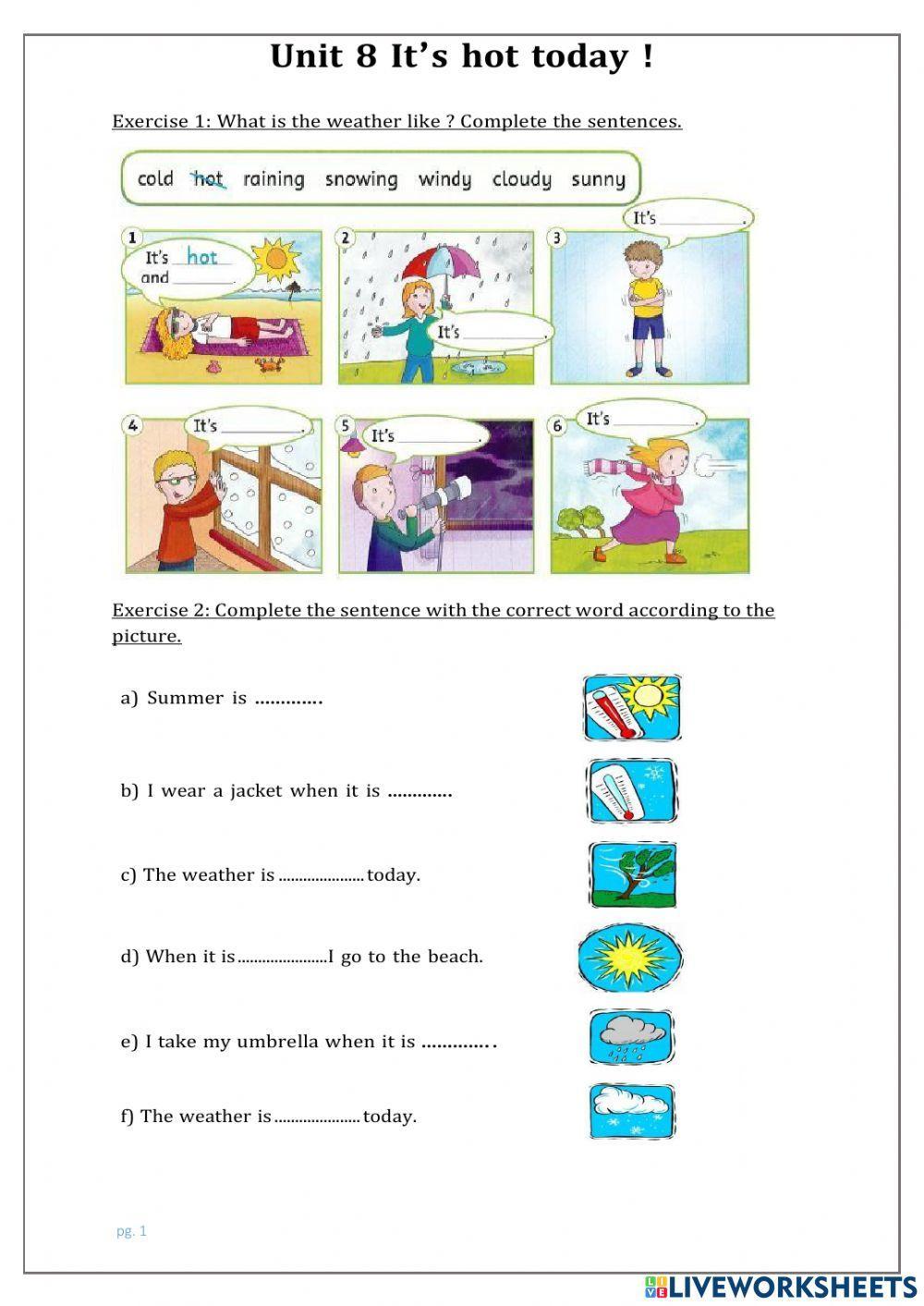 Revision Unit 8 : It's hot today