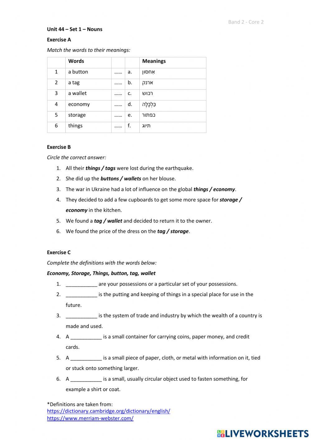 Band 2 (Core 2) - Unit 44 - Set 1