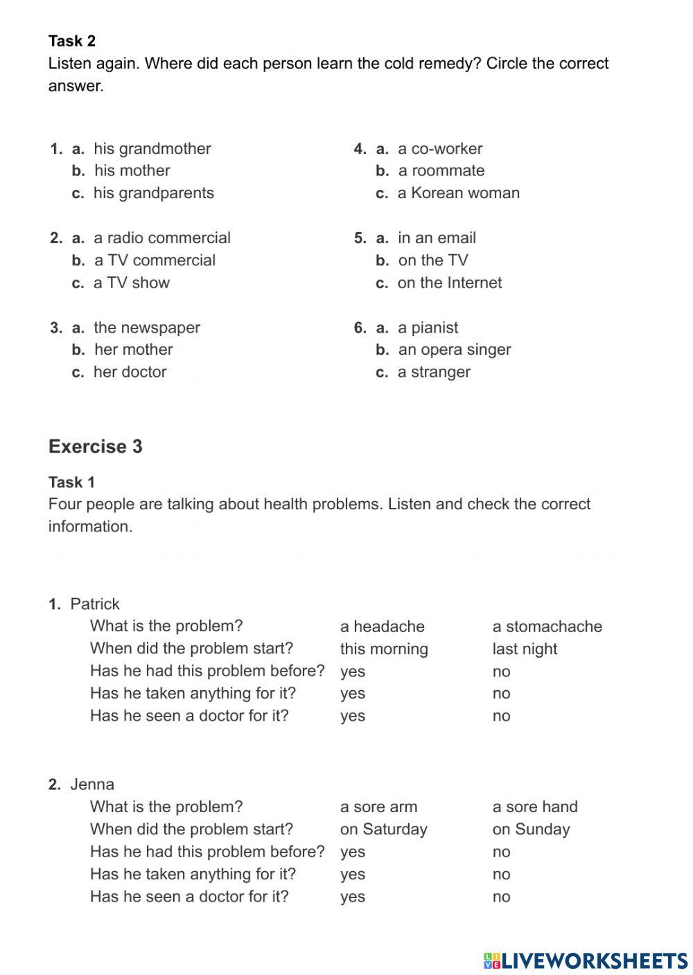 Health - A2 listening