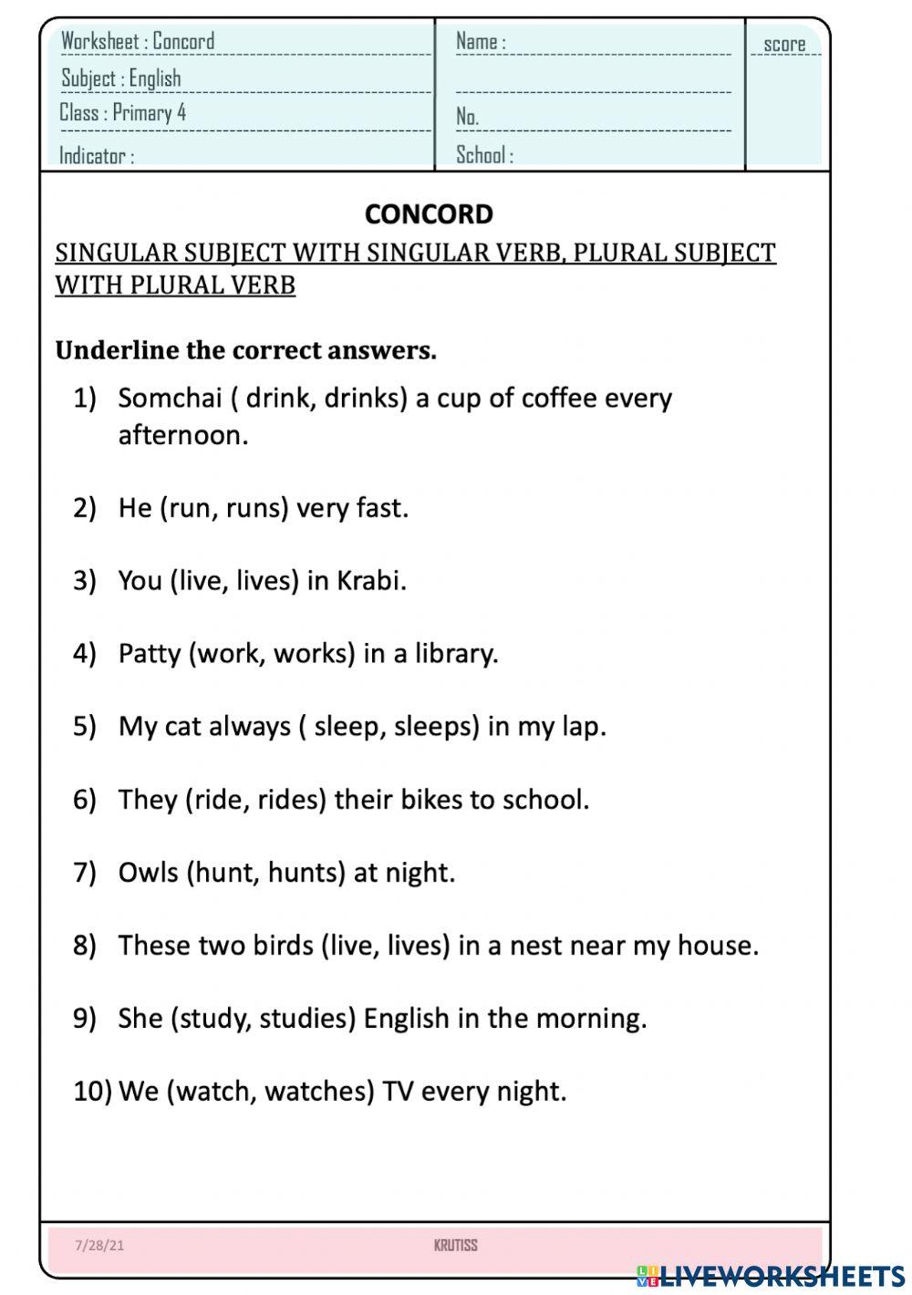 Subject-Verb Agreement