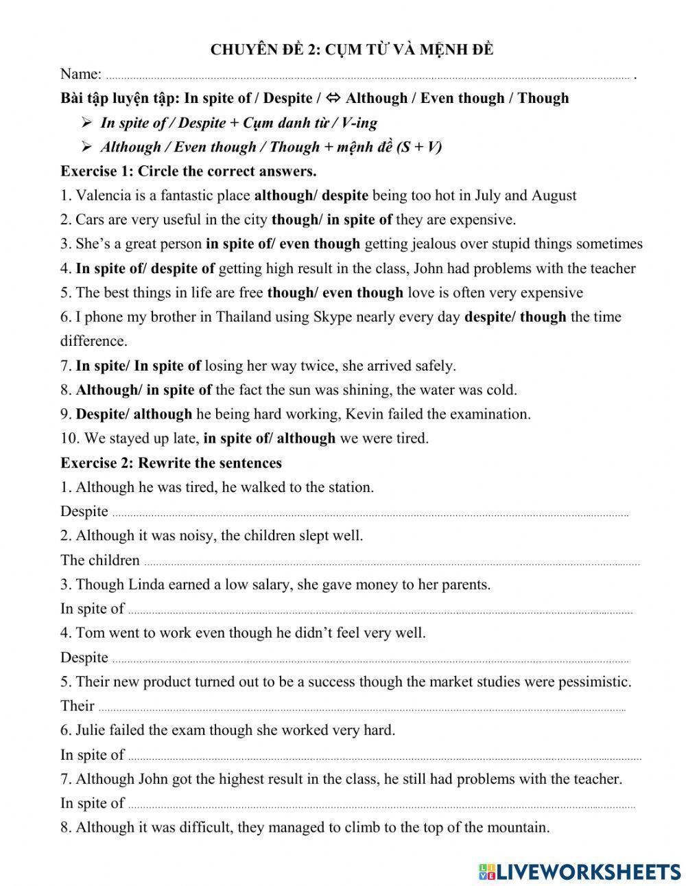 TA7 - HSG - Chuyen de Nouns phrases