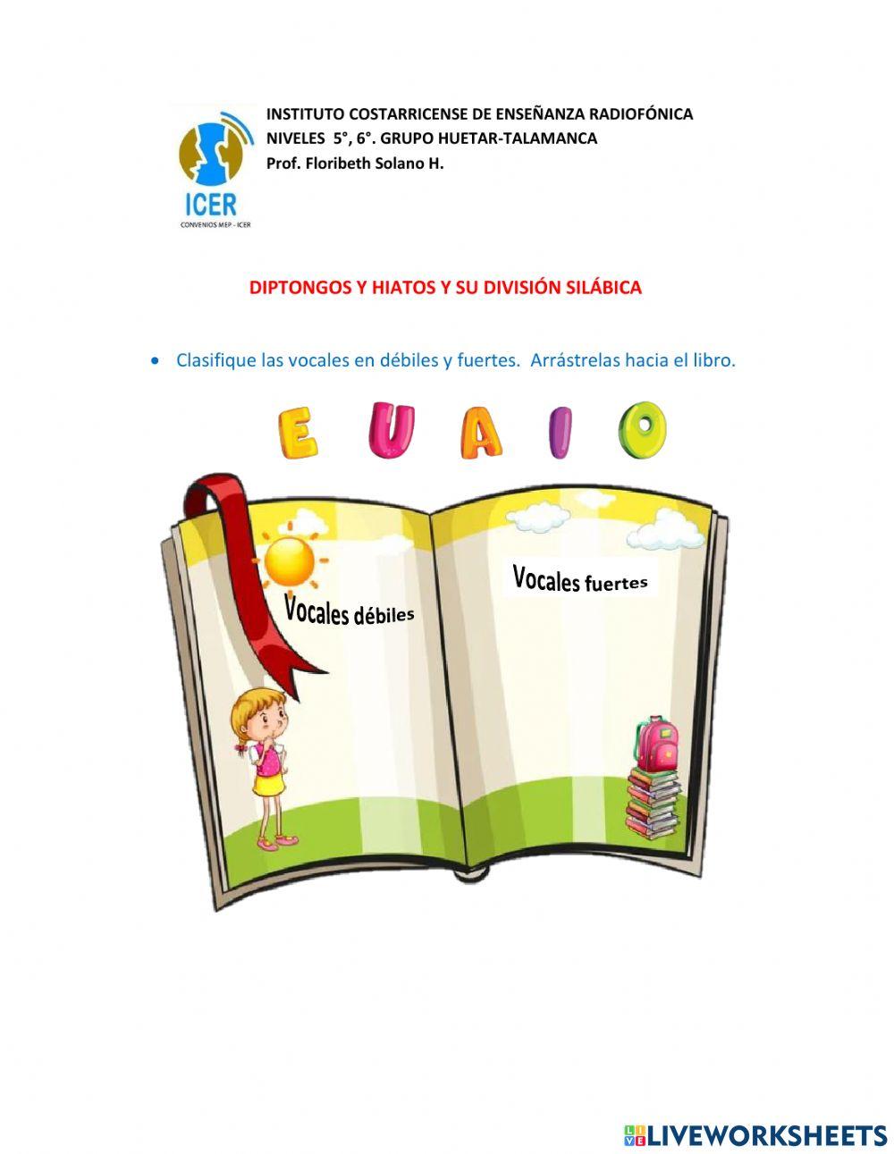 Hiatos y diptongos. división silabica