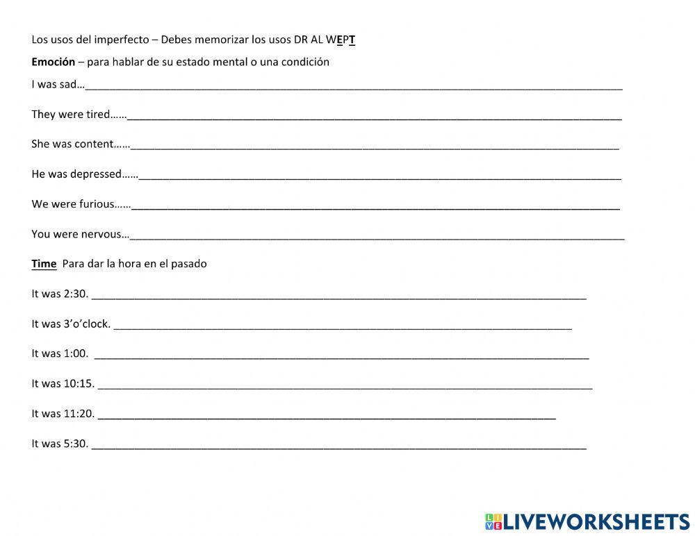 El imperfecto - Time and Emotions