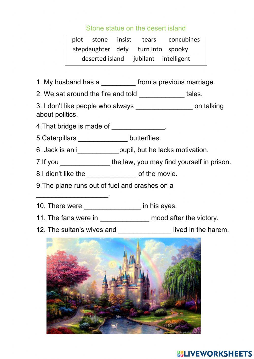 Stone statue on desert island