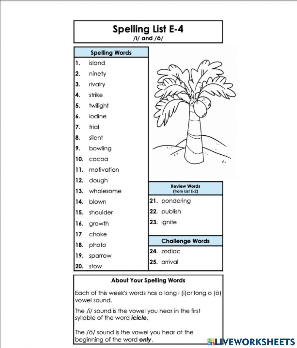 Spelling list e-4 6th grade
