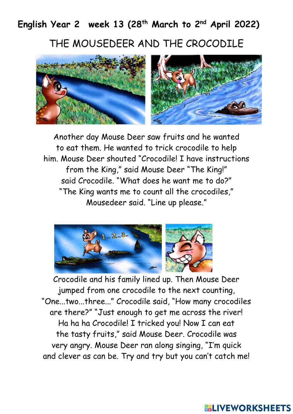 Mouse deer and crocodile