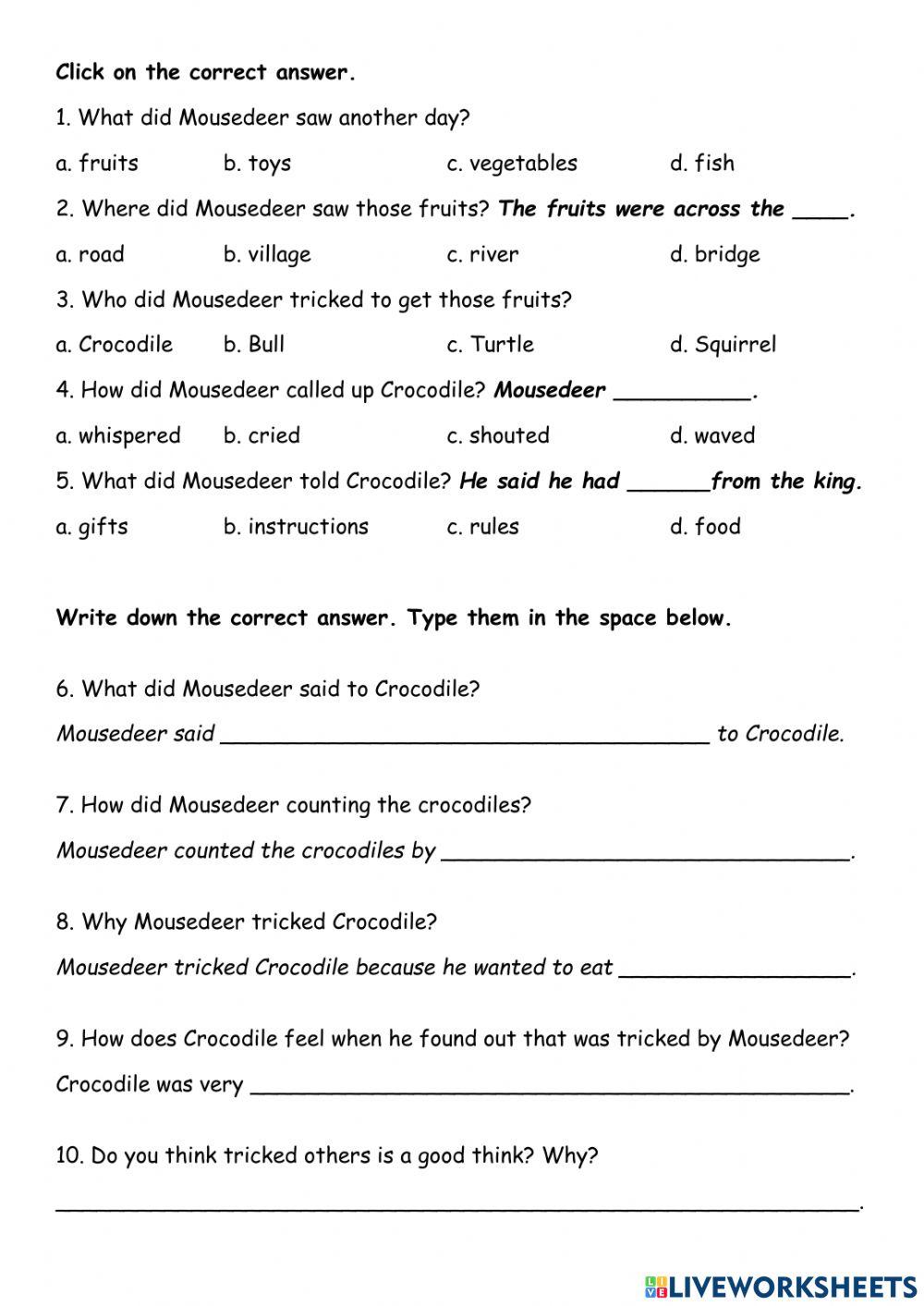 The mousedeer and the crocodile