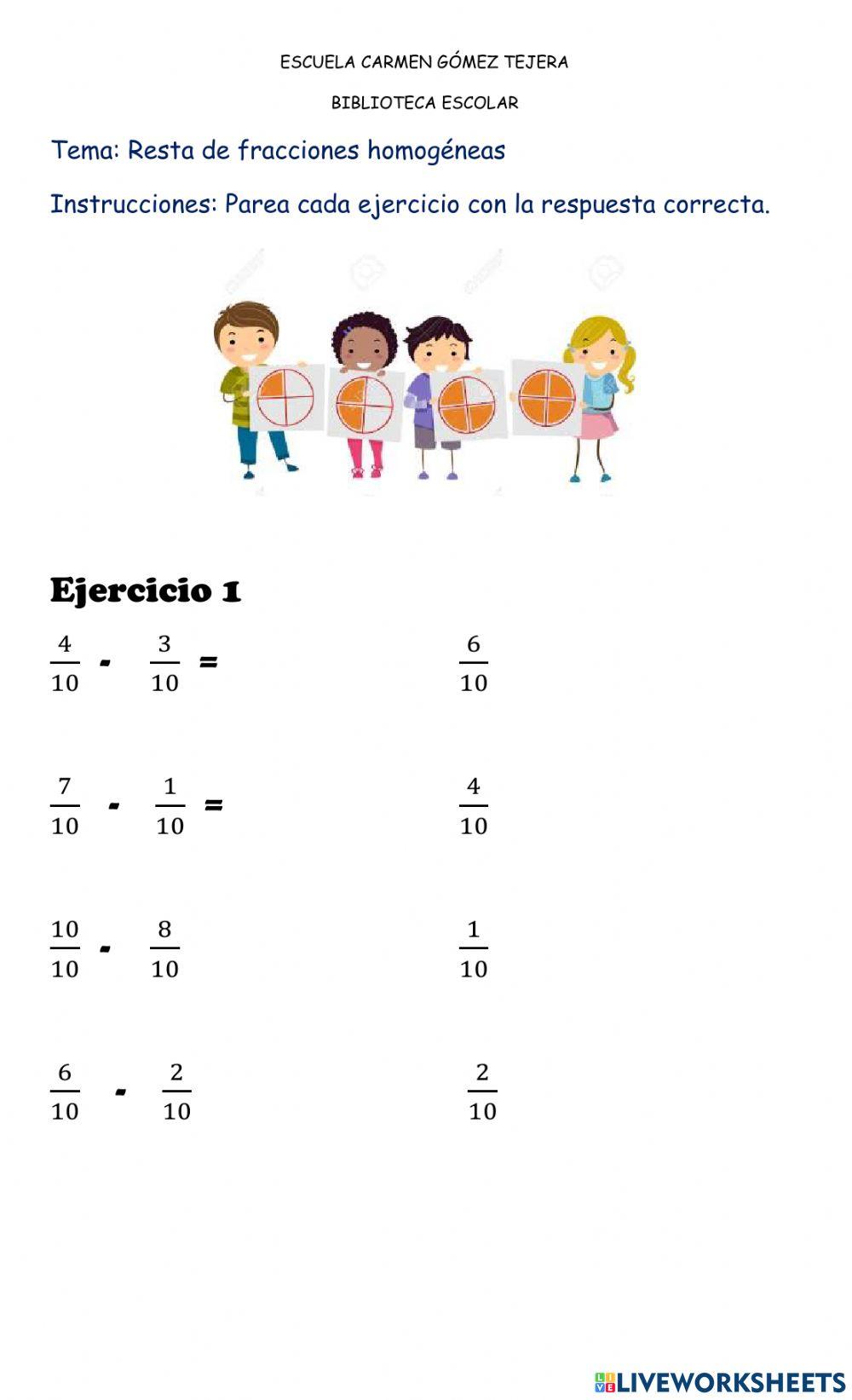 Resta de fracciones homogéneas