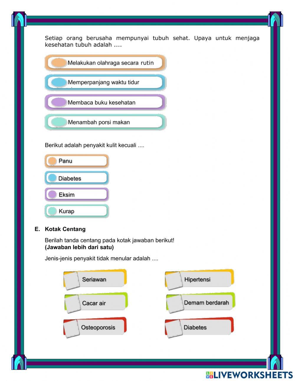 Latihan Soal Penyakit Menular dan Tidak Menular