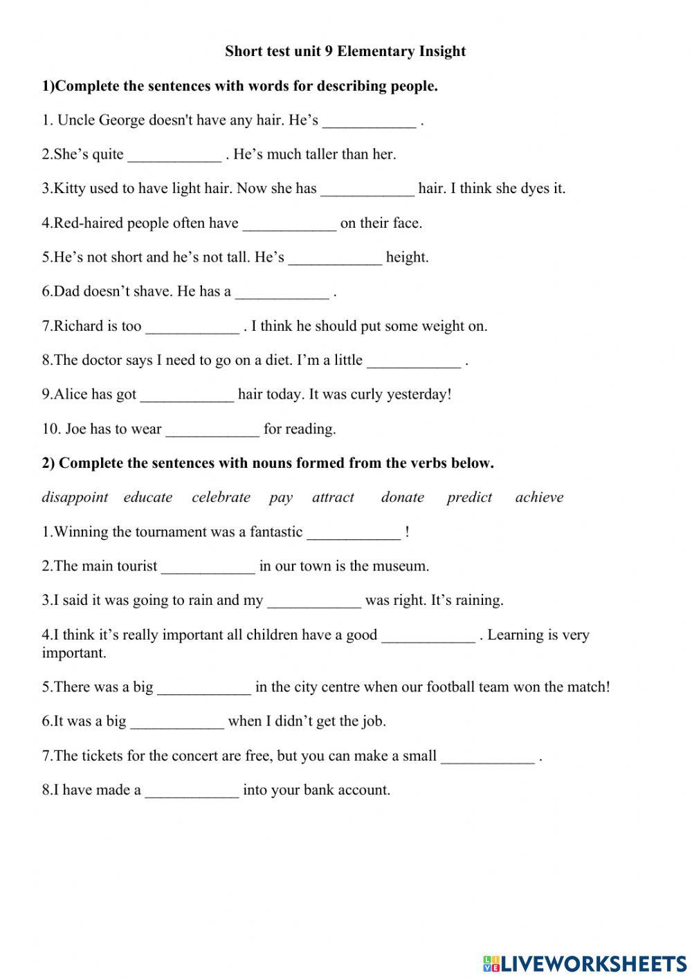 Unit 9 Insight Elementary