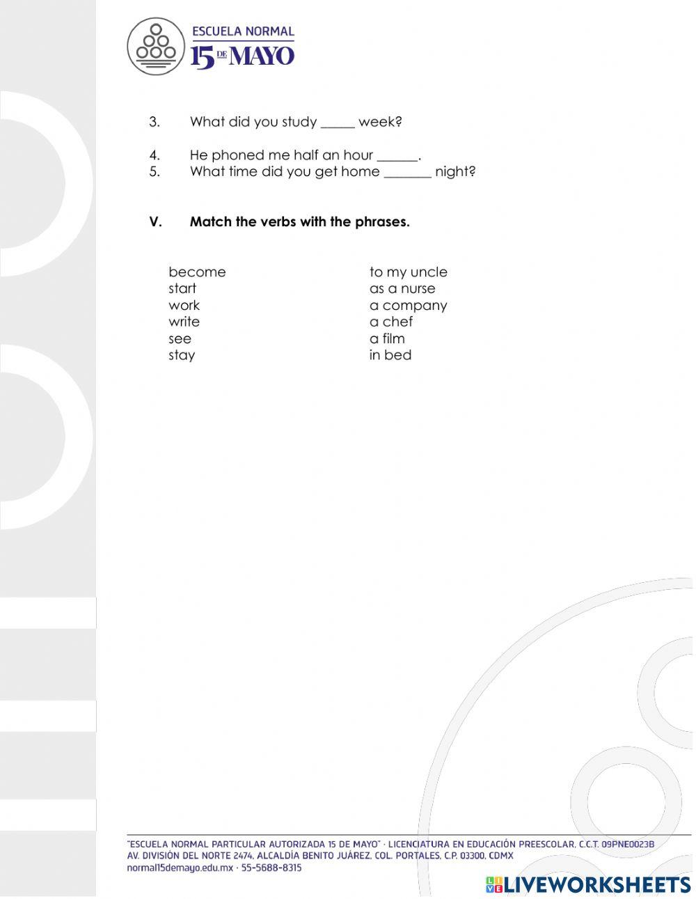 First Partial Exam- Elementary