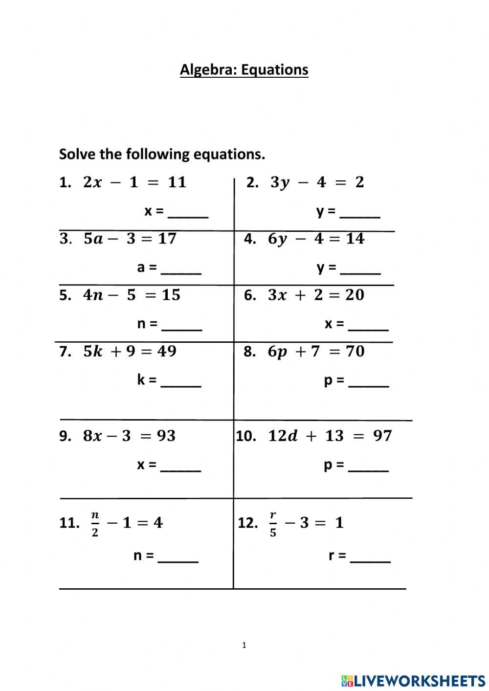 Two Step Equations 2