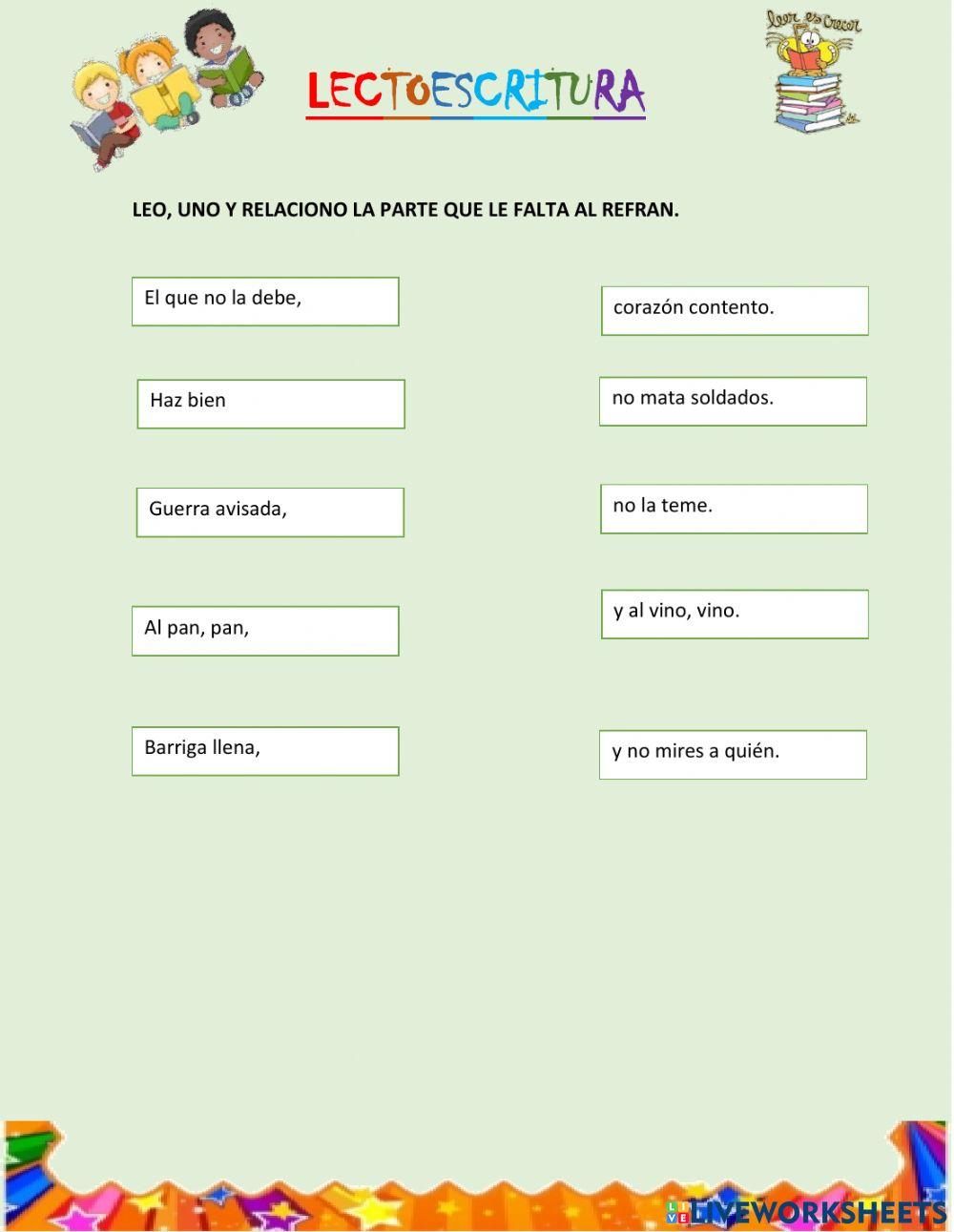 Relaciono los siguientes refranes