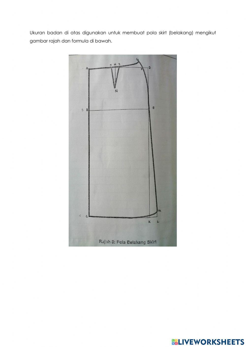 pola skirt (belakang)