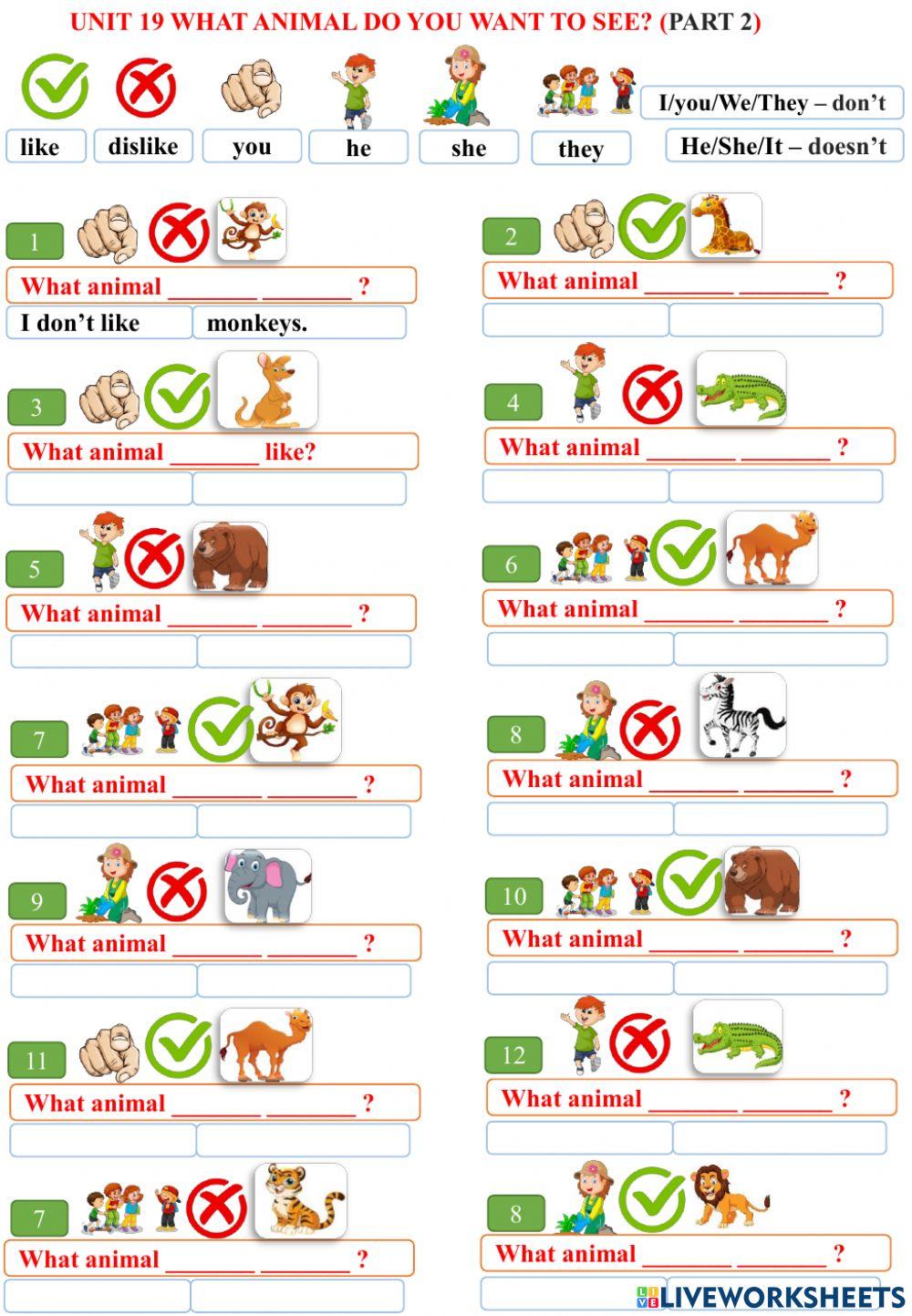 Unit 19 what animal do you want to see? (part 2)